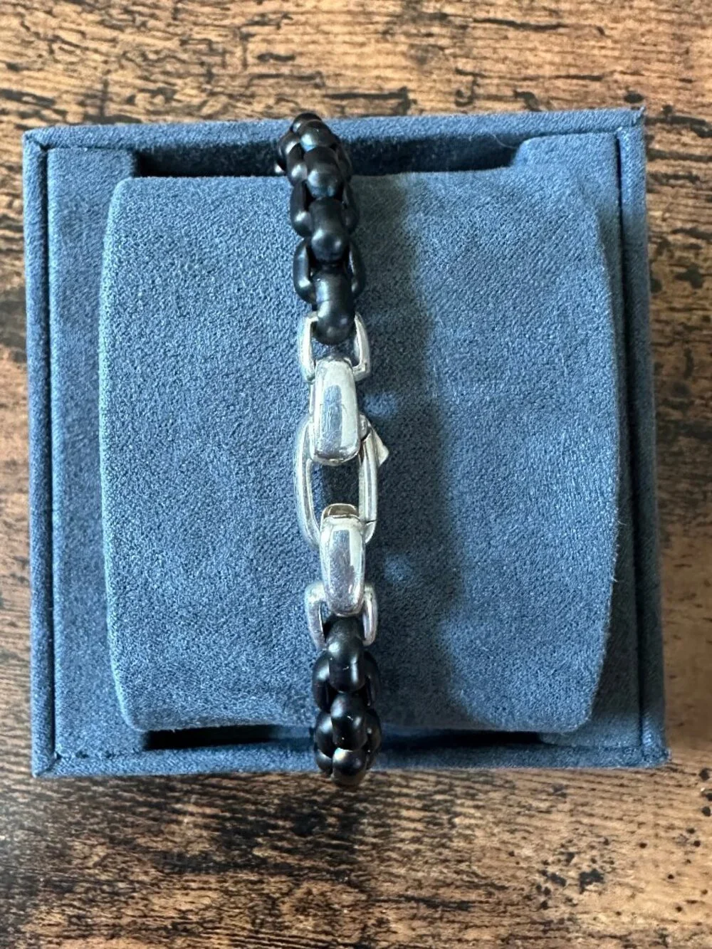 David Yurman Box Chain Bracelet w/ Stainless Steel & Sterling Silver, 7.3mm - 9